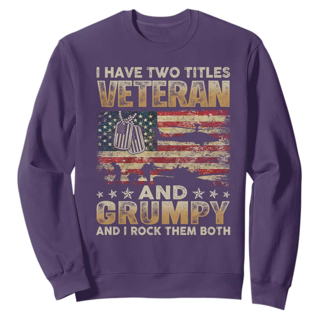 Grumpy Old Veteran Sweatshirt Funny Military Veteran USA Flag TS10 Purple Print Your Wear