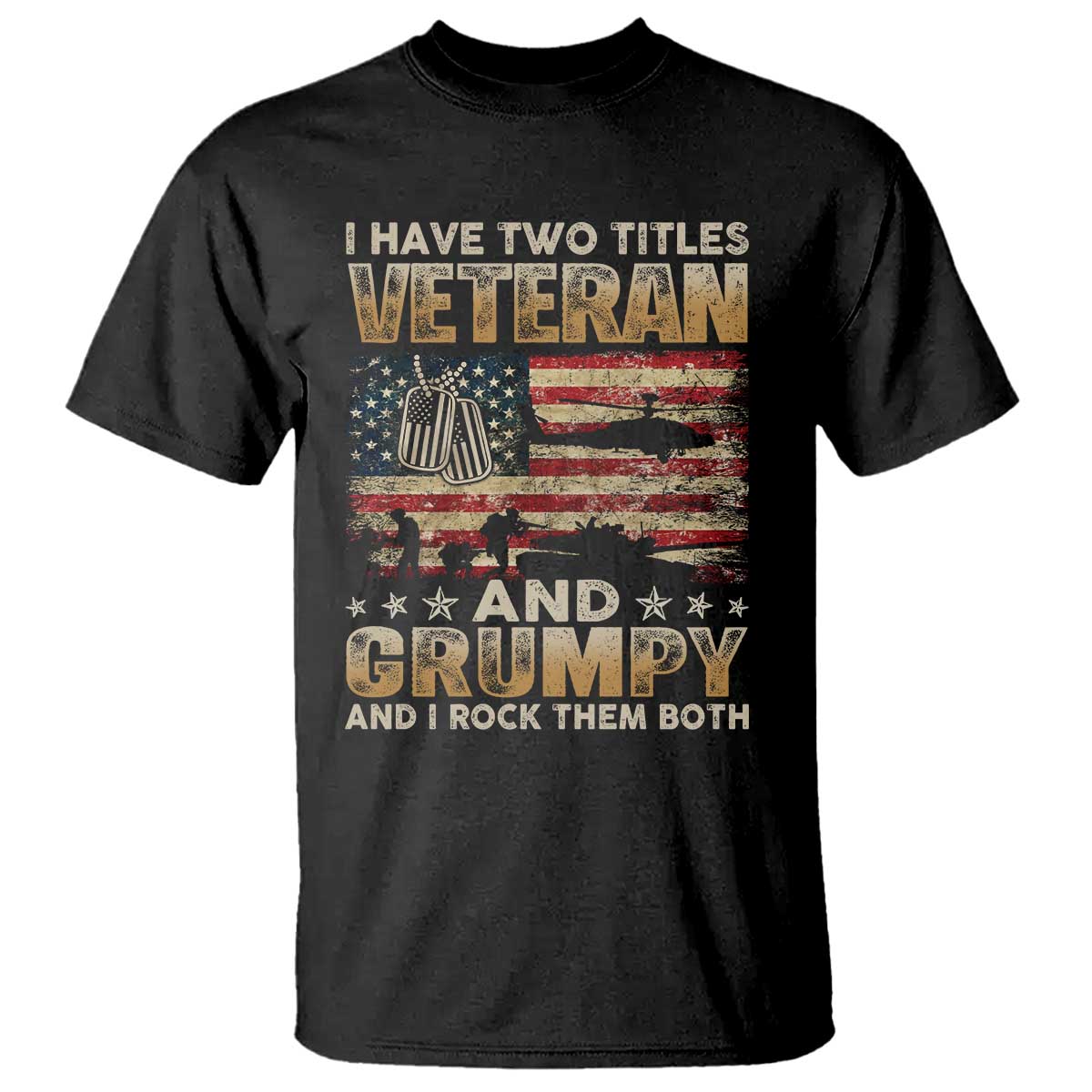 Grumpy Old Veteran T Shirt Funny Military Veteran USA Flag TS10 Black Print Your Wear