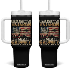 Grumpy Old Veteran Tumbler With Handle Funny Military Veteran USA Flag TS10 One Size: 40 oz Black Print Your Wear