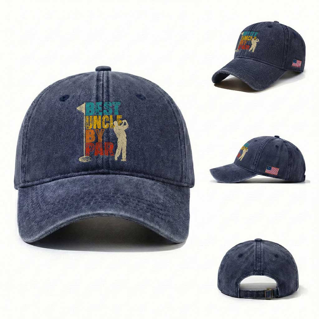 Golf Gifts for Uncle Washed Cotton Baseball Cap Golf Fathers Day Golfer Uncle Gift TS10 Washed Cap Universal Fit Navy Print Your Wear