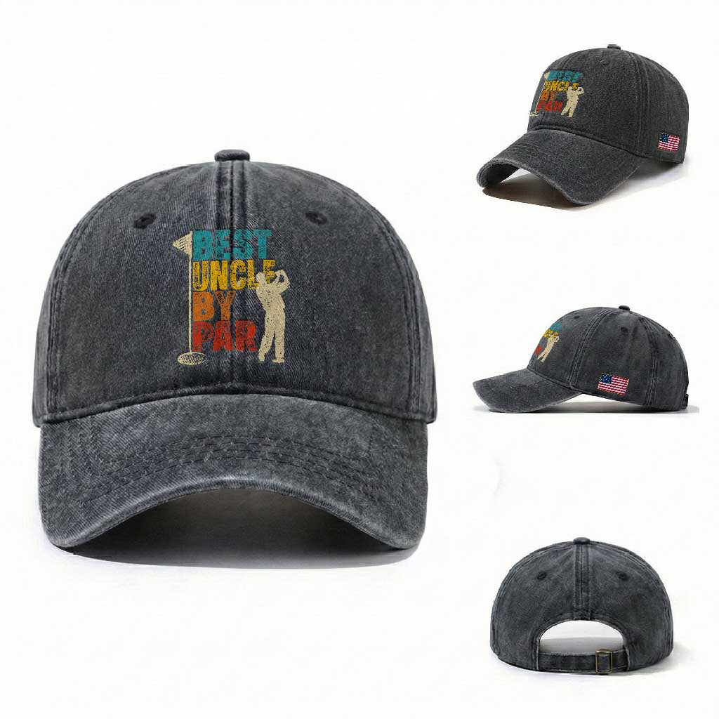 Golf Gifts for Uncle Washed Cotton Baseball Cap Golf Fathers Day Golfer Uncle Gift TS10 Washed Cap Universal Fit Dark Gray Print Your Wear
