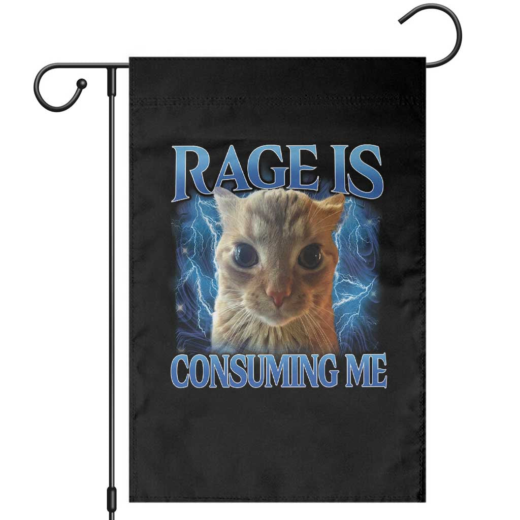 Rage Is Consuming Me Cat Meme Garden Flag Funny Weird Humor Cat Face Bootleg TS10 Black Print Your Wear