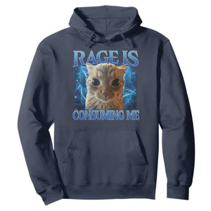Rage Is Consuming Me Cat Meme Hoodie Funny Weird Humor Cat Face Bootleg TS10 Navy Print Your Wear