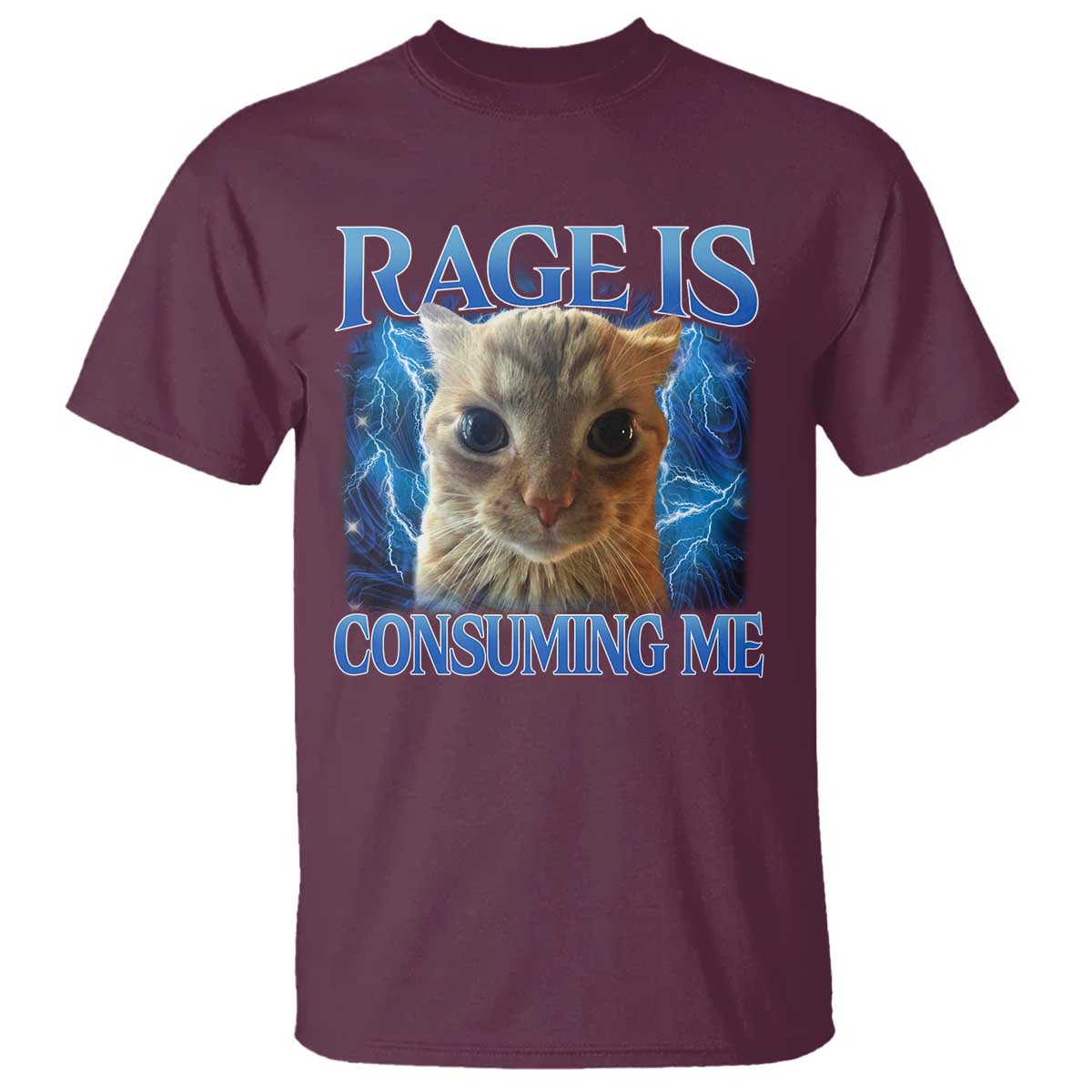 Rage Is Consuming Me Cat Meme T Shirt Funny Weird Humor Cat Face Bootleg TS10 Maroon Print Your Wear