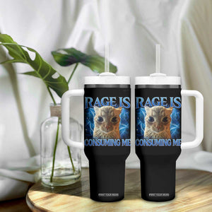 Rage Is Consuming Me Cat Meme Tumbler With Handle Funny Weird Humor Cat Face Bootleg TS10 Print Your Wear
