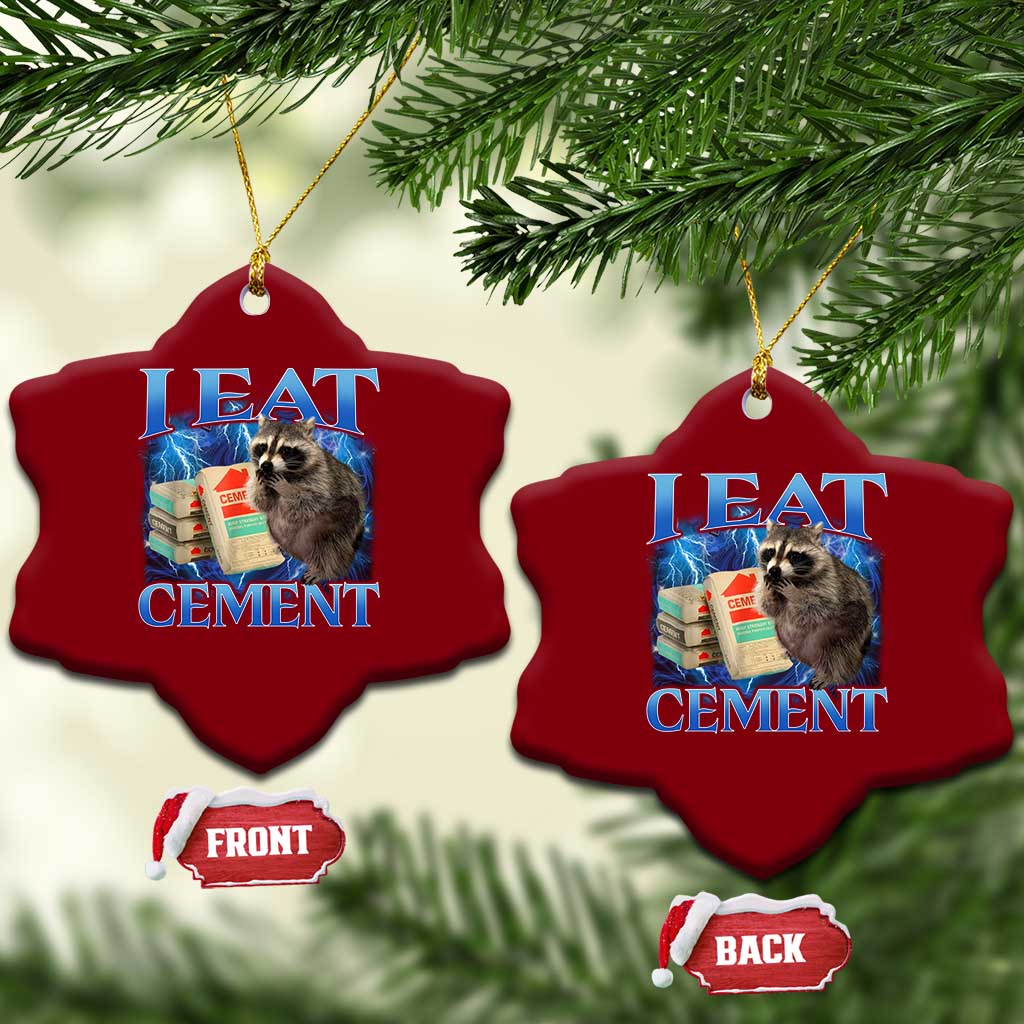 I Eat Cement Ceramic Ornament Cursed Raccoon Funny Oddly Dank Meme Gen Z TS10 Print Your Wear