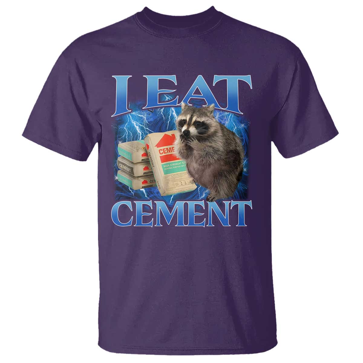 I Eat Cement T Shirt Cursed Raccoon Funny Oddly Dank Meme Gen Z TS10 Purple Print Your Wear