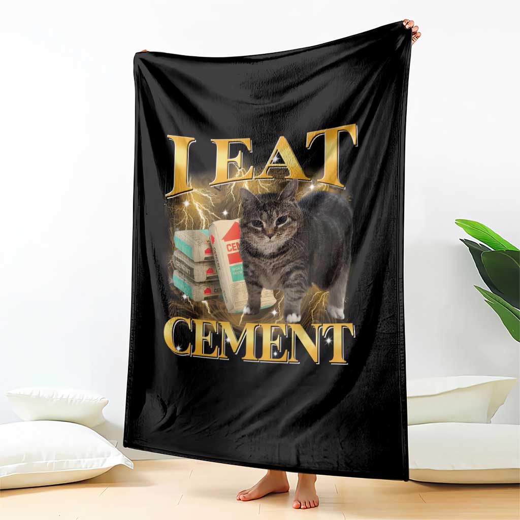 I Eat Cement Cat Meme Throw Blanket Funny Internet Memes Bootleg Cursed Cat Lovers TS10 Print Your Wear