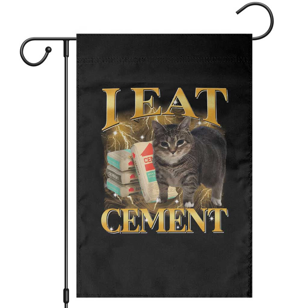 I Eat Cement Cat Meme Garden Flag Funny Internet Memes Bootleg Cursed Cat Lovers TS10 Black Print Your Wear