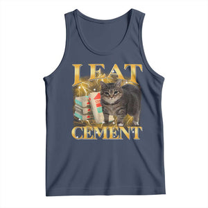 I Eat Cement Cat Meme Tank Top Funny Internet Memes Bootleg Cursed Cat Lovers TS10 Navy Print Your Wear
