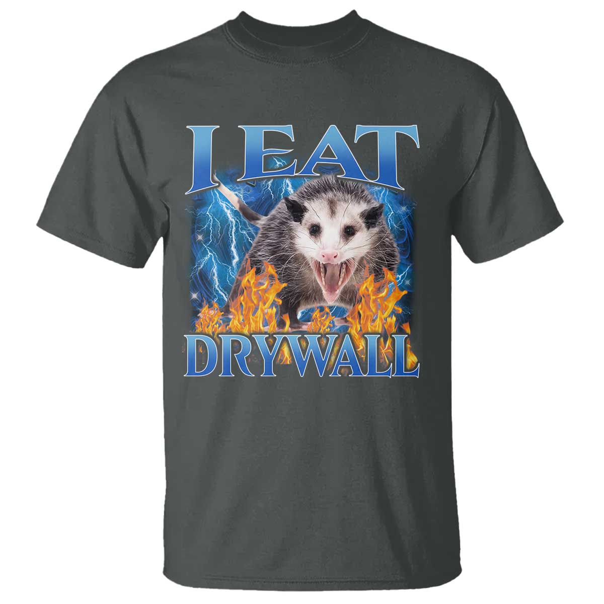 Possum Meme T Shirt I Eat Drywall Opossum Funny Weird Cursed Internet Memes TS10 Dark Heather Print Your Wear