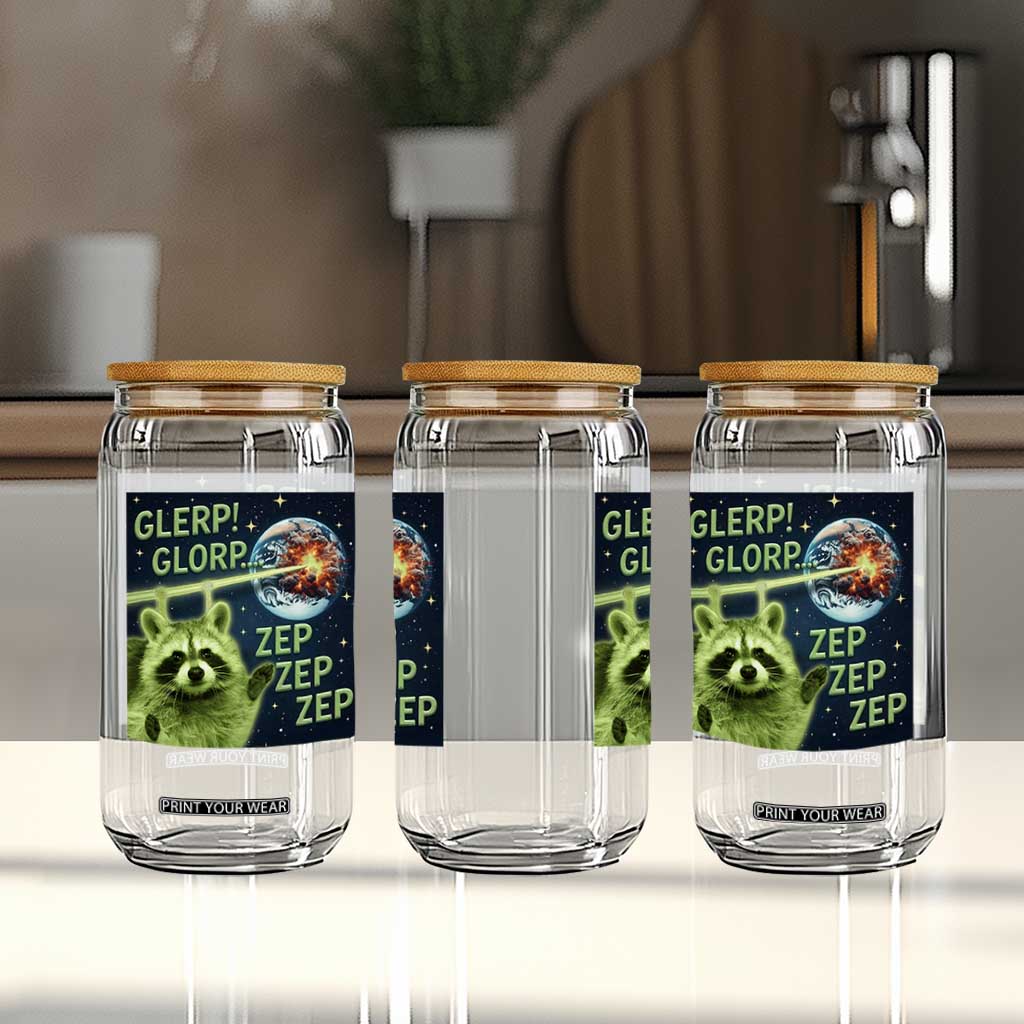 Funny Alien Raccoon Meme Glass Can Glerp Glorp Brainrot Stupid Gift TS10 Print Your Wear