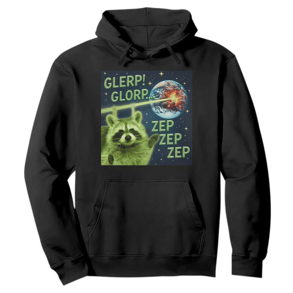 Funny Alien Raccoon Meme Hoodie Glerp Glorp Brainrot Stupid Gift TS10 Black Print Your Wear
