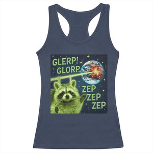 Funny Alien Raccoon Meme Racerback Tank Top Glerp Glorp Brainrot Stupid Gift TS10 Navy Print Your Wear