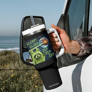 Funny Alien Raccoon Meme Tumbler With Handle Glerp Glorp Brainrot Stupid Gift TS10 Print Your Wear