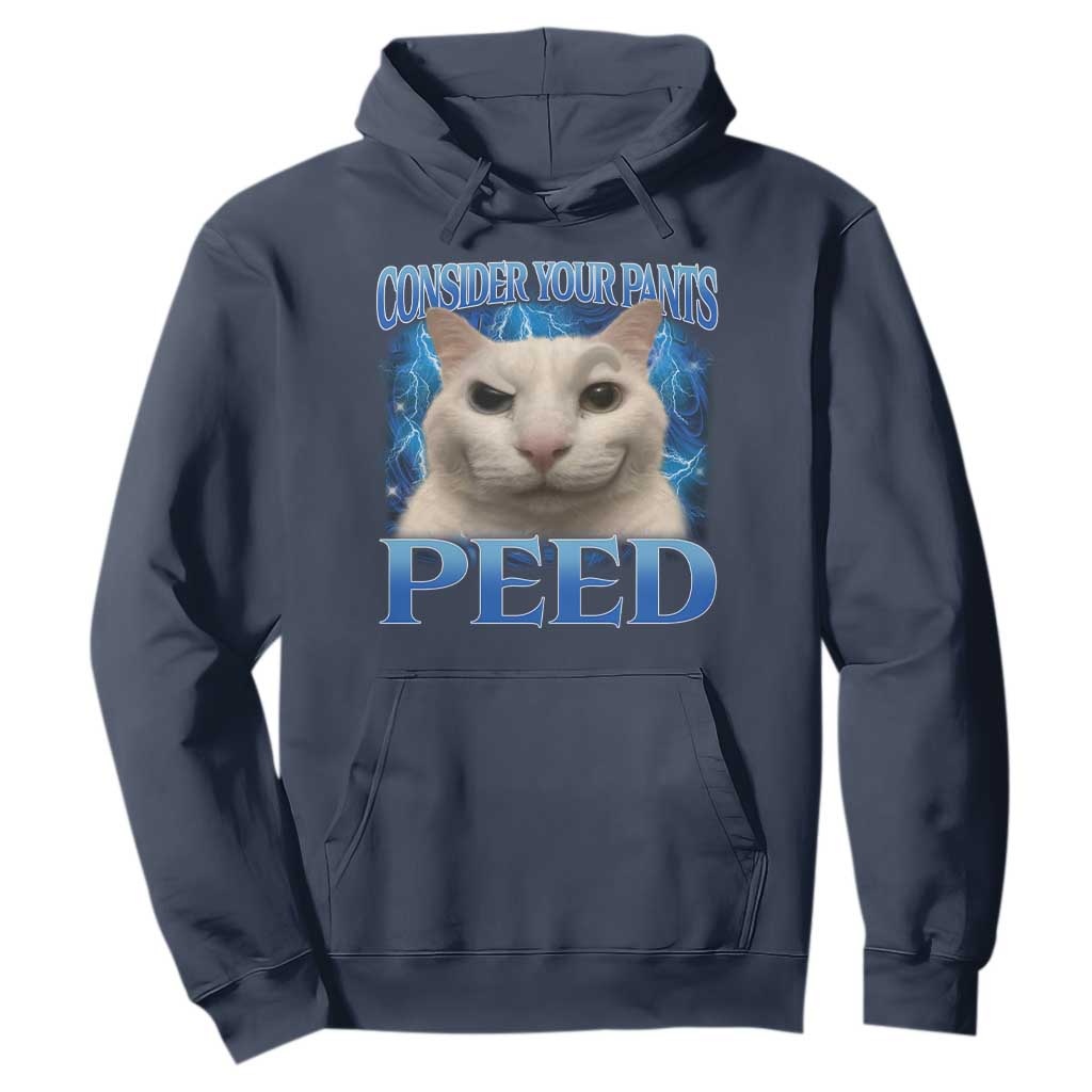 Meme Cat Hoodie Funny Weird Humor Consider Your Pants Peed TS10 Navy Print Your Wear