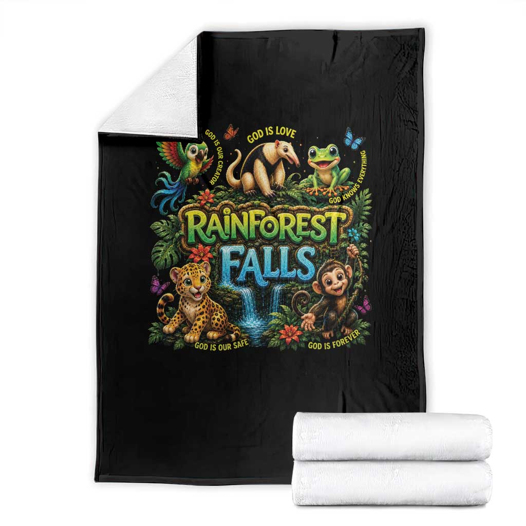 VBS 2026 Throw Blanket Rainforest Falls Exploring The Nature of God VBS 2026 TS10 Black Print Your Wear