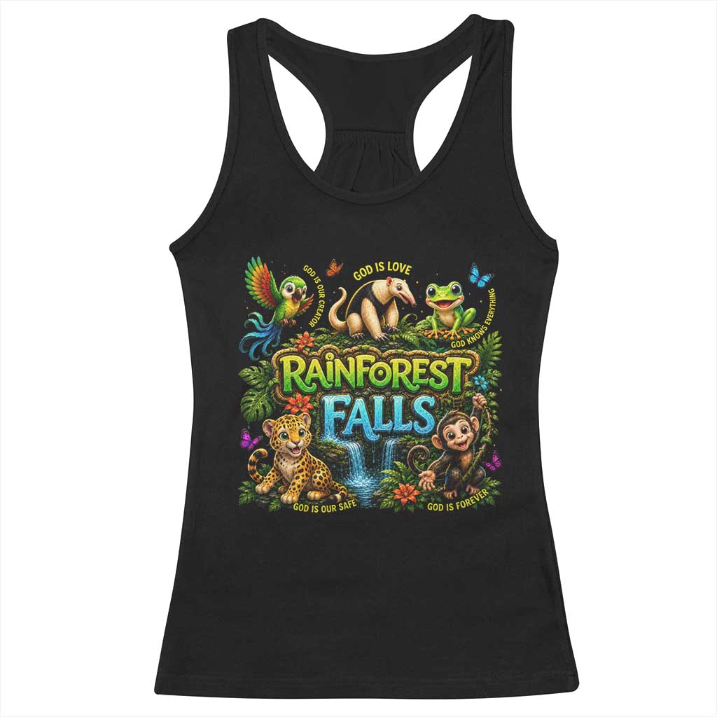 VBS 2026 Racerback Tank Top Rainforest Falls Exploring The Nature of God VBS 2026 TS10 Black Print Your Wear