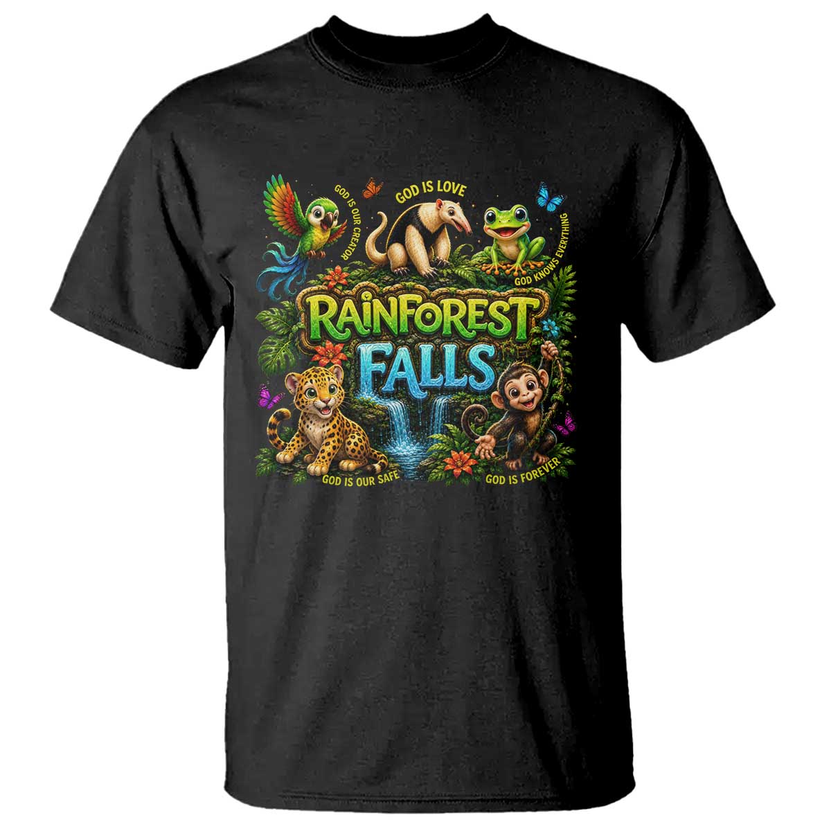VBS 2026 T Shirt Rainforest Falls Exploring The Nature of God VBS 2026 TS10 Black Print Your Wear