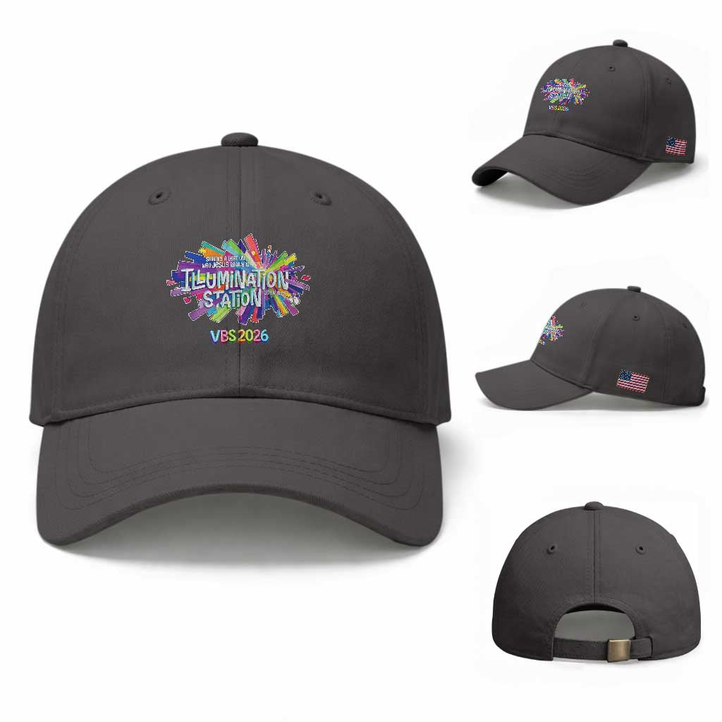 Illumination Station VBS 2026 Christian Lights Baseball Cap Bible Jesus TS10 Baseball Cap Universal Fit Dark Gray Print Your Wear
