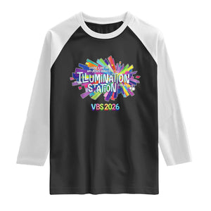 Illumination Station VBS 2026 Christian Lights Raglan Shirt Bible Jesus TS10 Black White Print Your Wear