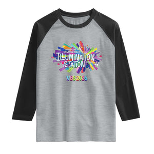 Illumination Station VBS 2026 Christian Lights Raglan Shirt Bible Jesus TS10 Heather Gray Black Print Your Wear