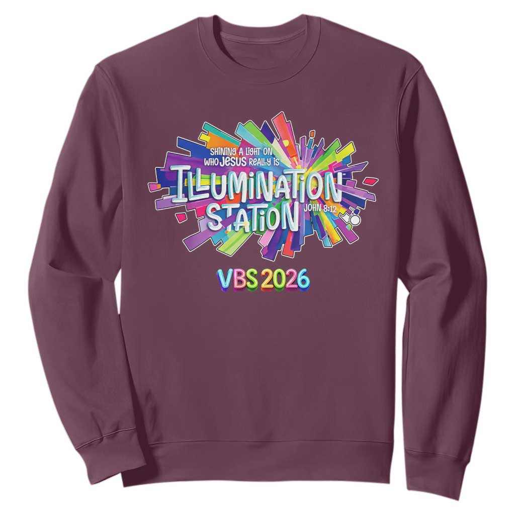 Illumination Station VBS 2026 Christian Lights Sweatshirt Bible Jesus TS10 Maroon Print Your Wear