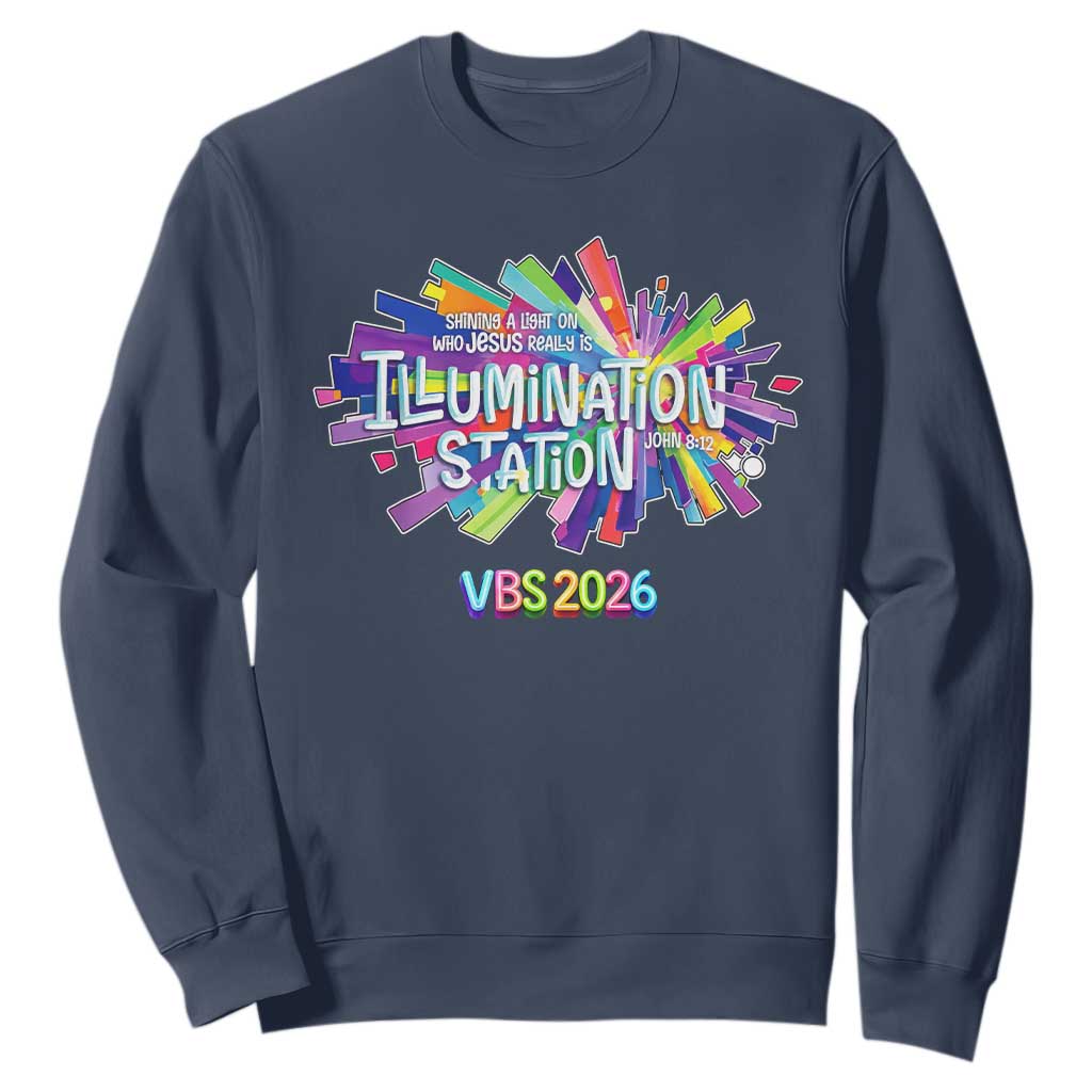 Illumination Station VBS 2026 Christian Lights Sweatshirt Bible Jesus TS10 Navy Print Your Wear