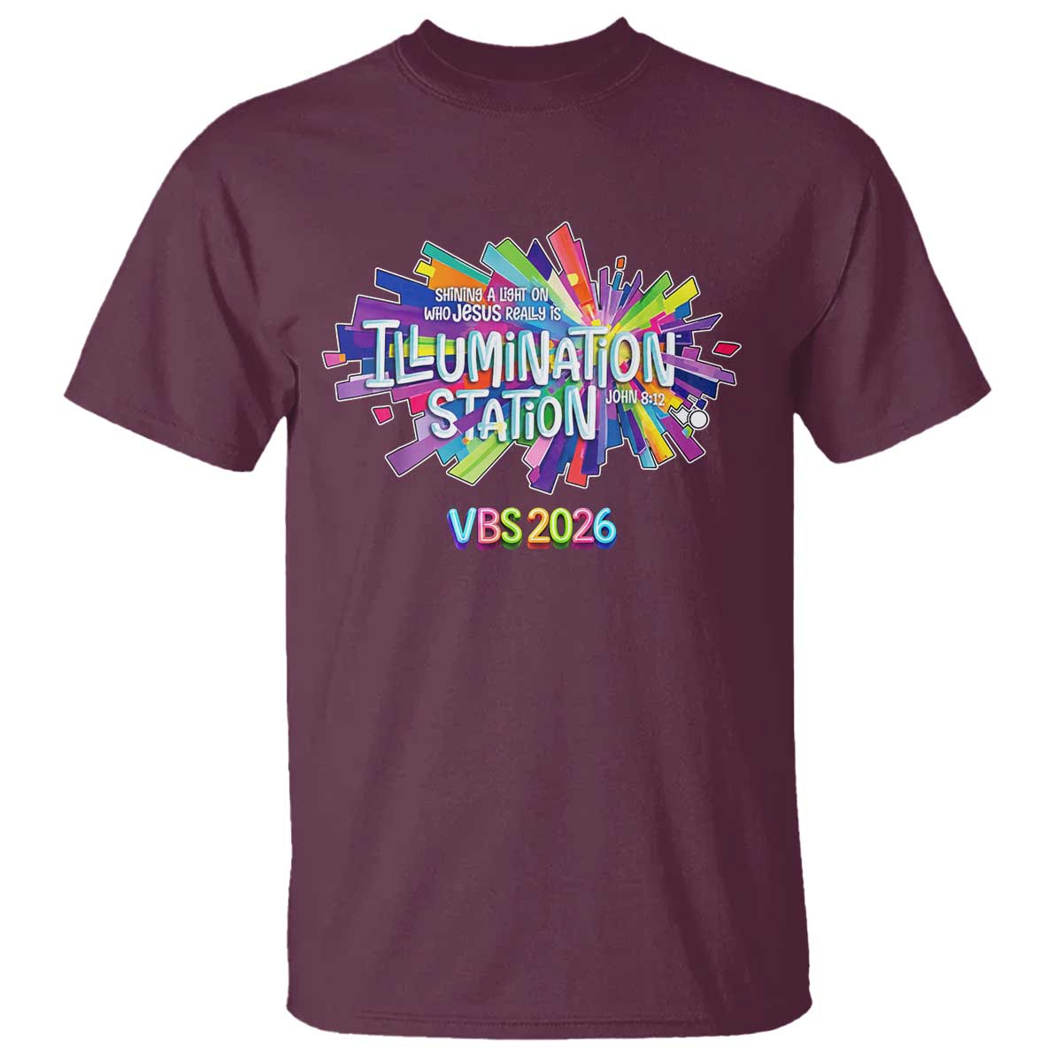 Illumination Station VBS 2026 Christian Lights T Shirt Bible Jesus TS10 Maroon Print Your Wear