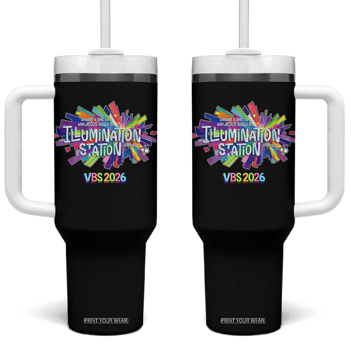 Illumination Station VBS 2026 Christian Lights Tumbler With Handle Bible Jesus TS10 One Size: 40 oz Black Print Your Wear