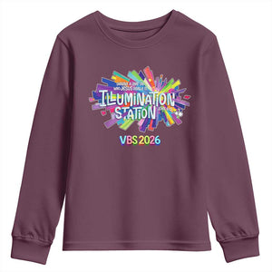 Illumination Station VBS 2026 Christian Lights Youth Sweatshirt Bible Jesus TS10 Maroon Print Your Wear