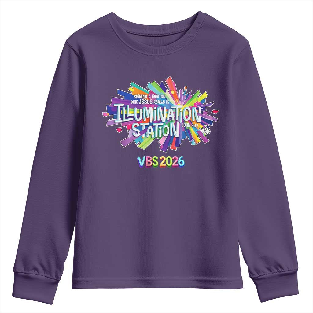 Illumination Station VBS 2026 Christian Lights Youth Sweatshirt Bible Jesus TS10 Purple Print Your Wear