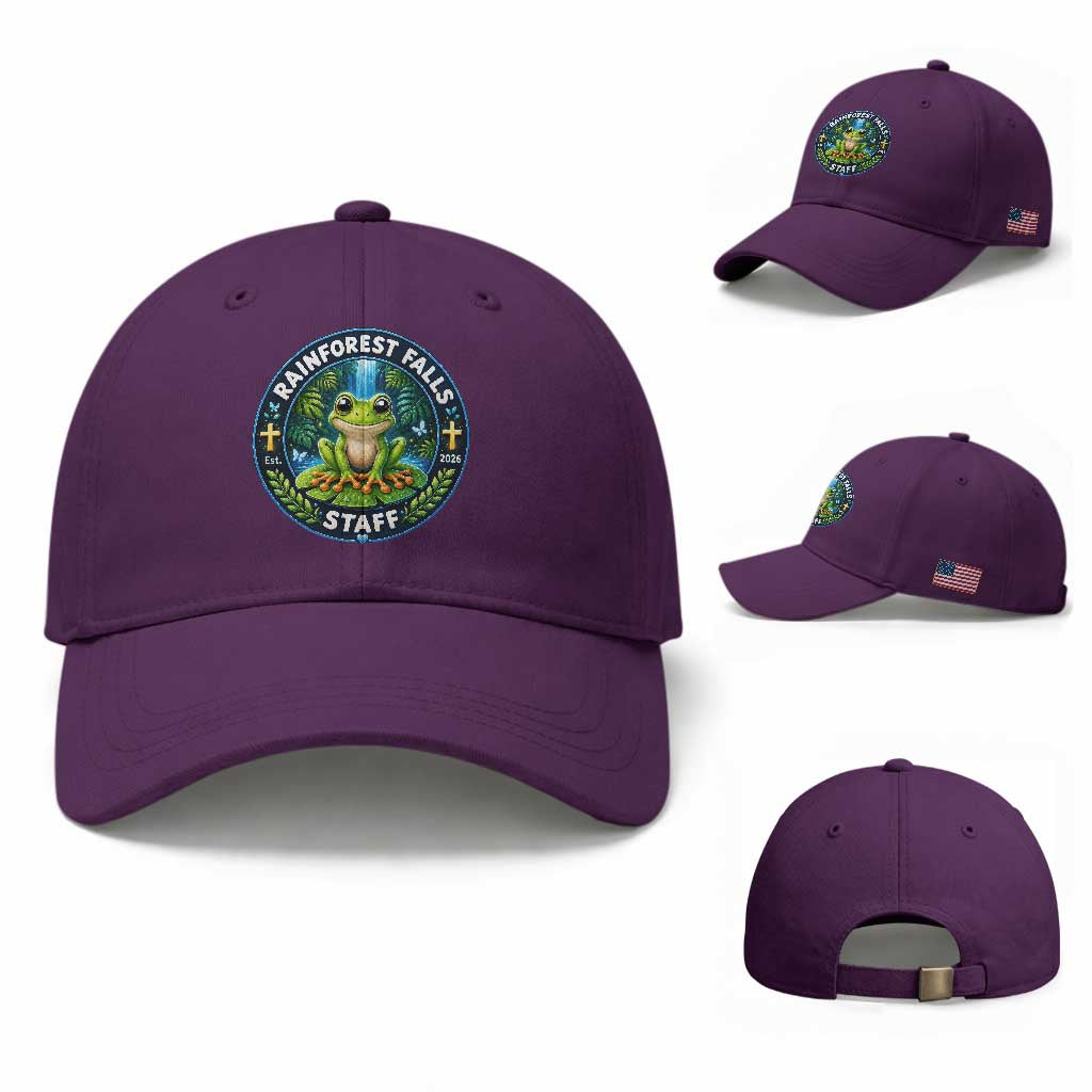 Rainforest Falls Staff Baseball Cap VBS 2026 Director Teacher TS10 Baseball Cap Universal Fit Purple Print Your Wear