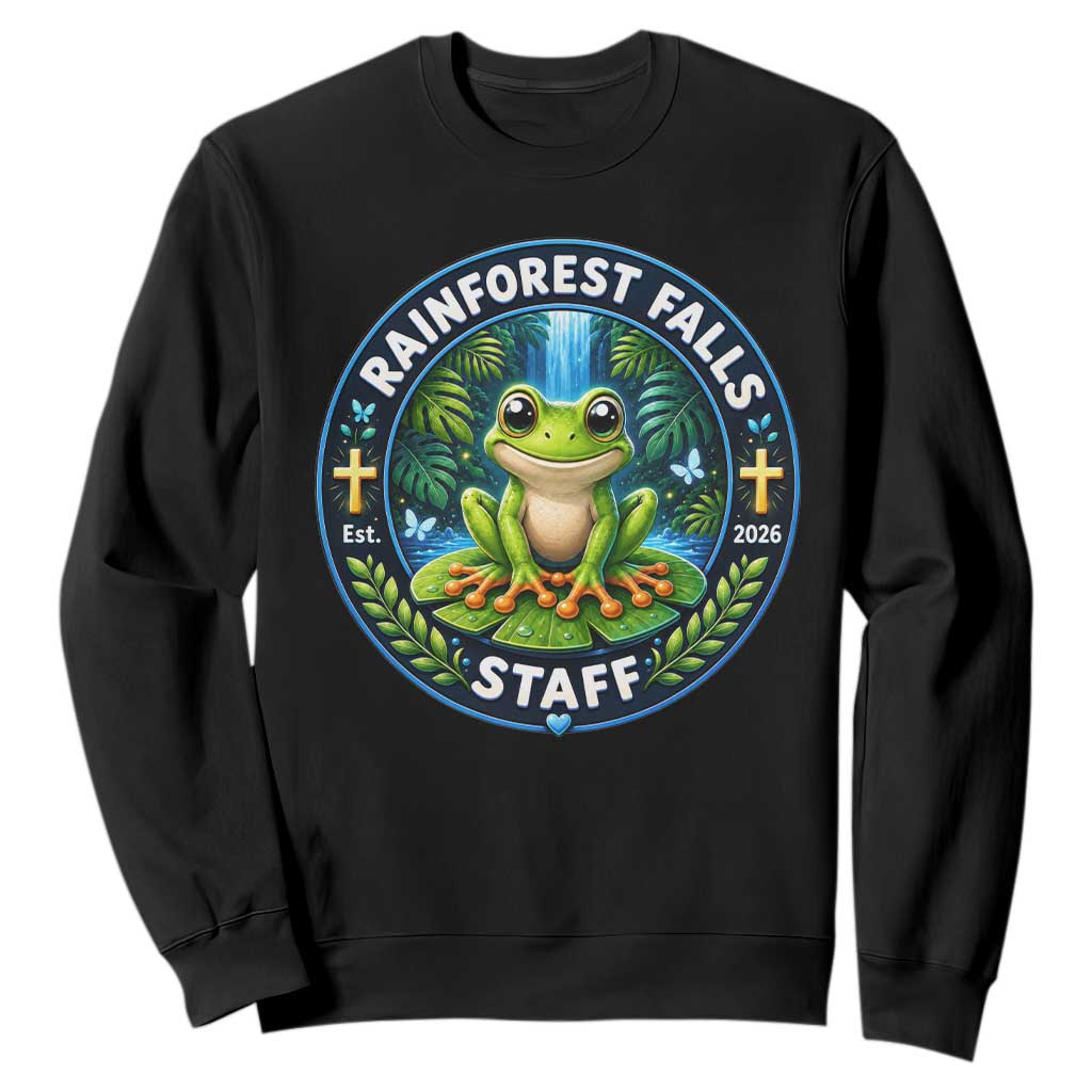 Rainforest Falls Staff Sweatshirt VBS 2026 Director Teacher TS10 Black Print Your Wear