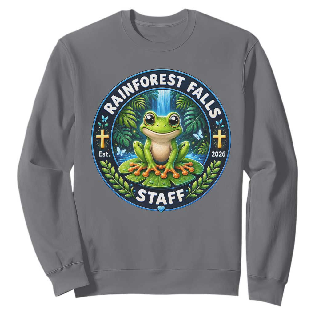 Rainforest Falls Staff Sweatshirt VBS 2026 Director Teacher TS10 Charcoal Print Your Wear