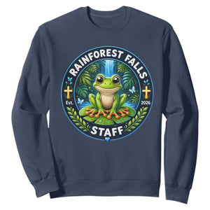 Rainforest Falls Staff Sweatshirt VBS 2026 Director Teacher TS10 Navy Print Your Wear
