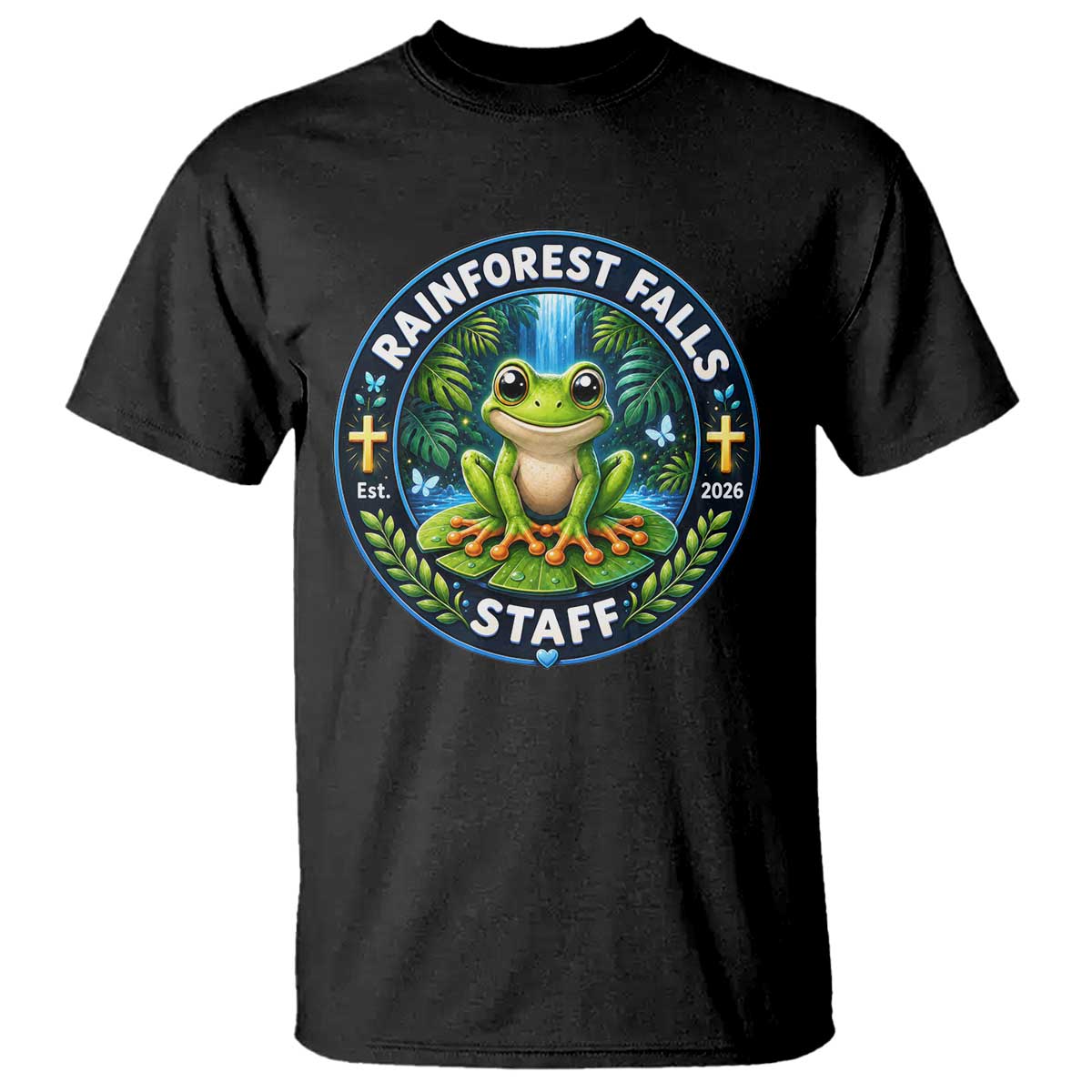 Rainforest Falls Staff T Shirt VBS 2026 Director Teacher TS10 Black Print Your Wear