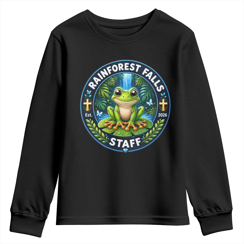 Rainforest Falls Staff Youth Sweatshirt VBS 2026 Director Teacher TS10 Black Print Your Wear