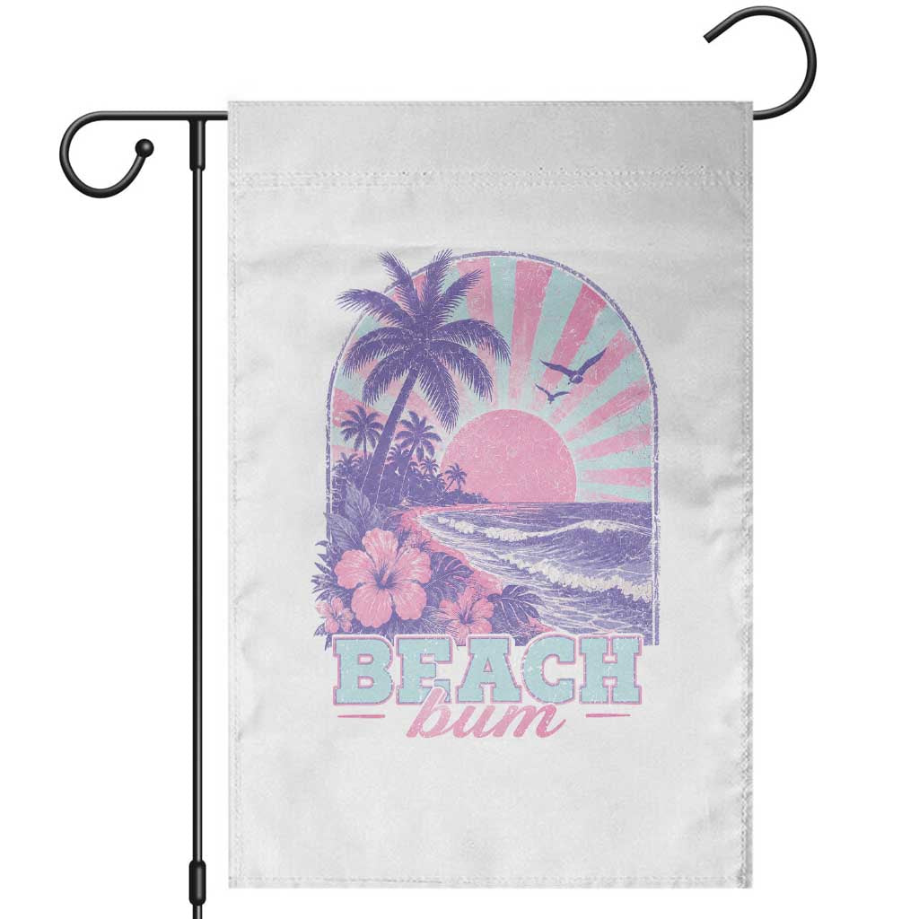 Beach Bum Garden Flag Summer Vacation Beach Lover Surf Wave Vintage Tropical Sunset Aesthetic TS10 White Print Your Wear