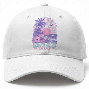 Beach Bum Baseball Cap Summer Vacation Beach Lover Surf Wave Vintage Tropical Sunset Aesthetic TS10 Print Your Wear