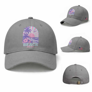 Beach Bum Baseball Cap Summer Vacation Beach Lover Surf Wave Vintage Tropical Sunset Aesthetic TS10 Baseball Cap Universal Fit Sport Gray Print Your Wear