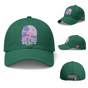 Beach Bum Baseball Cap Summer Vacation Beach Lover Surf Wave Vintage Tropical Sunset Aesthetic TS10 Baseball Cap Universal Fit Irish Green Print Your Wear
