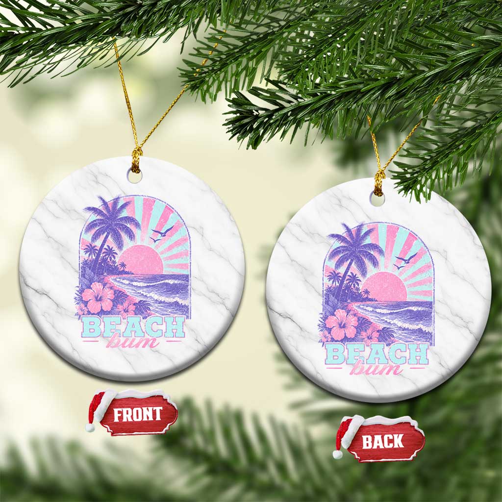 Beach Bum Ceramic Ornament Summer Vacation Beach Lover Surf Wave Vintage Tropical Sunset Aesthetic TS10 1pc White Marble Print Your Wear