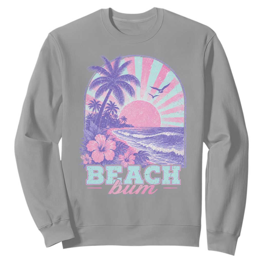 Beach Bum Sweatshirt Summer Vacation Beach Lover Surf Wave Vintage Tropical Sunset Aesthetic TS10 Sport Gray Print Your Wear