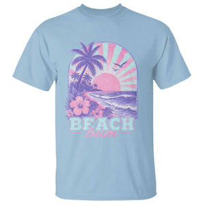 Beach Bum T Shirt Summer Vacation Beach Lover Surf Wave Vintage Tropical Sunset Aesthetic TS10 Light Blue Print Your Wear