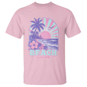Beach Bum T Shirt Summer Vacation Beach Lover Surf Wave Vintage Tropical Sunset Aesthetic TS10 Light Pink Print Your Wear