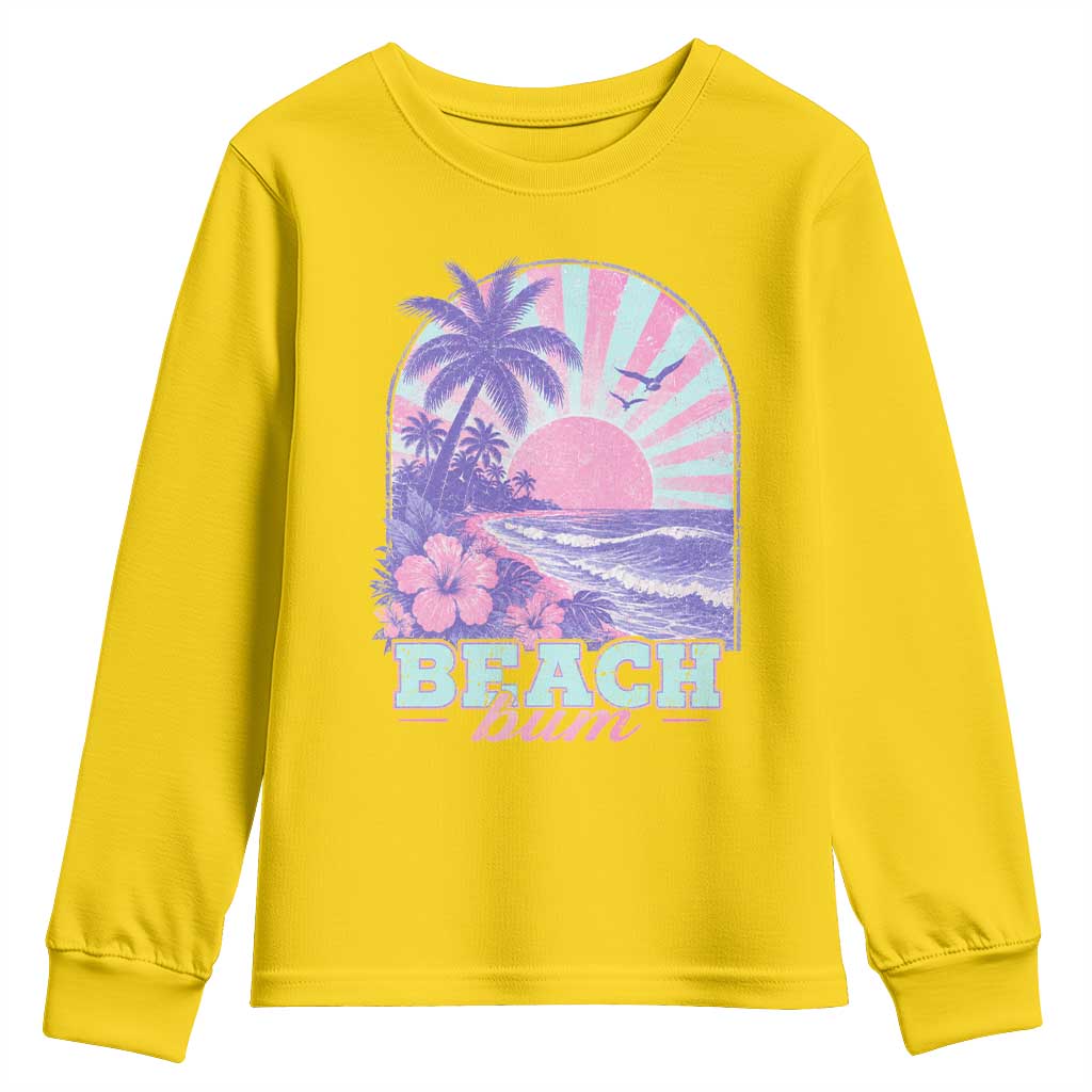 Beach Bum Youth Sweatshirt Summer Vacation Beach Lover Surf Wave Vintage Tropical Sunset Aesthetic TS10 Daisy Print Your Wear