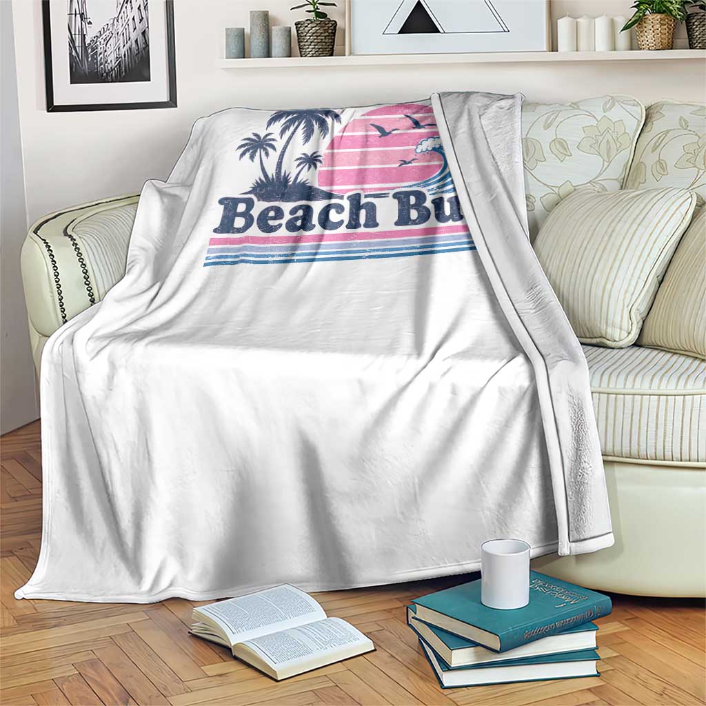 Beach Bum Throw Blanket Retro Summer Vacation Surf Wave Tropical Sunset Aesthetic TS10 Print Your Wear