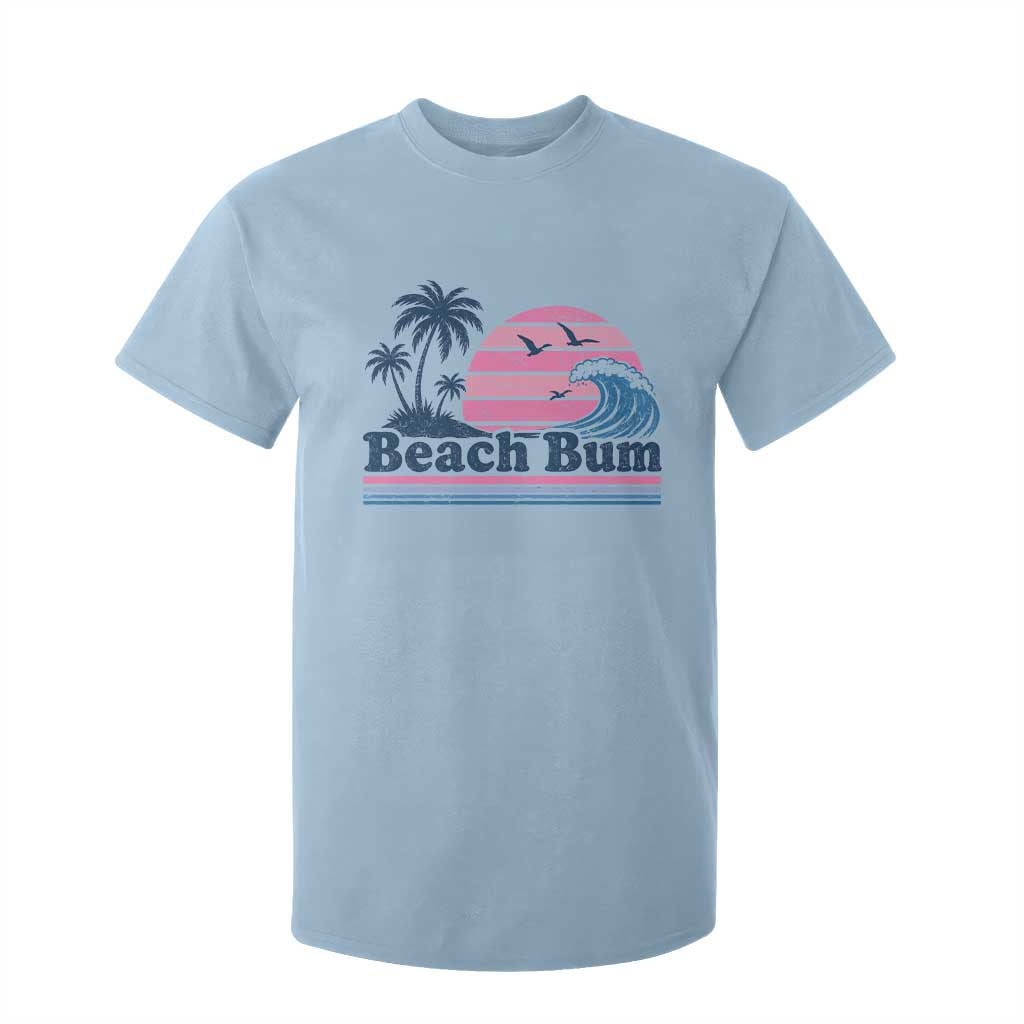 Beach Bum T Shirt For Kid Retro Summer Vacation Surf Wave Tropical Sunset Aesthetic TS10 Light Blue Print Your Wear