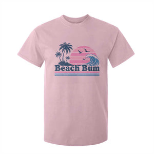 Beach Bum T Shirt For Kid Retro Summer Vacation Surf Wave Tropical Sunset Aesthetic TS10 Light Pink Print Your Wear